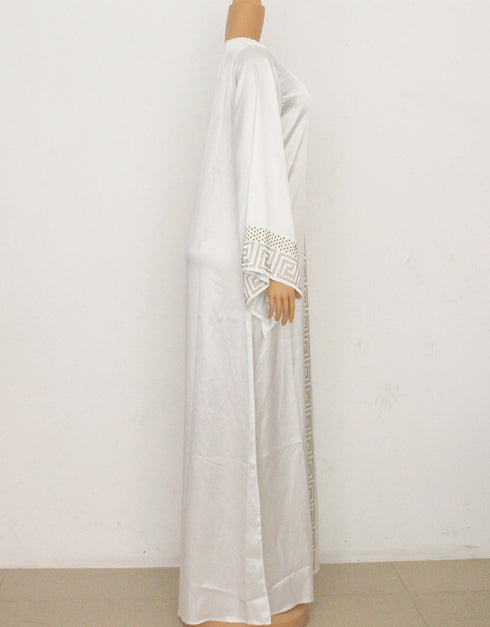 Dubai Maxi Abaya with African Print and Gold Beading